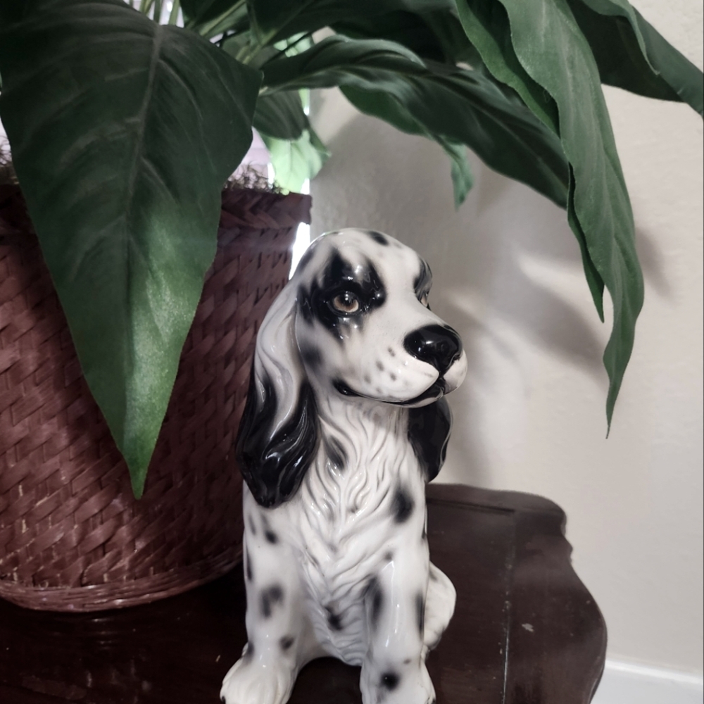 Black and White Ceramic Dog Figurine - Picture 1 of 1